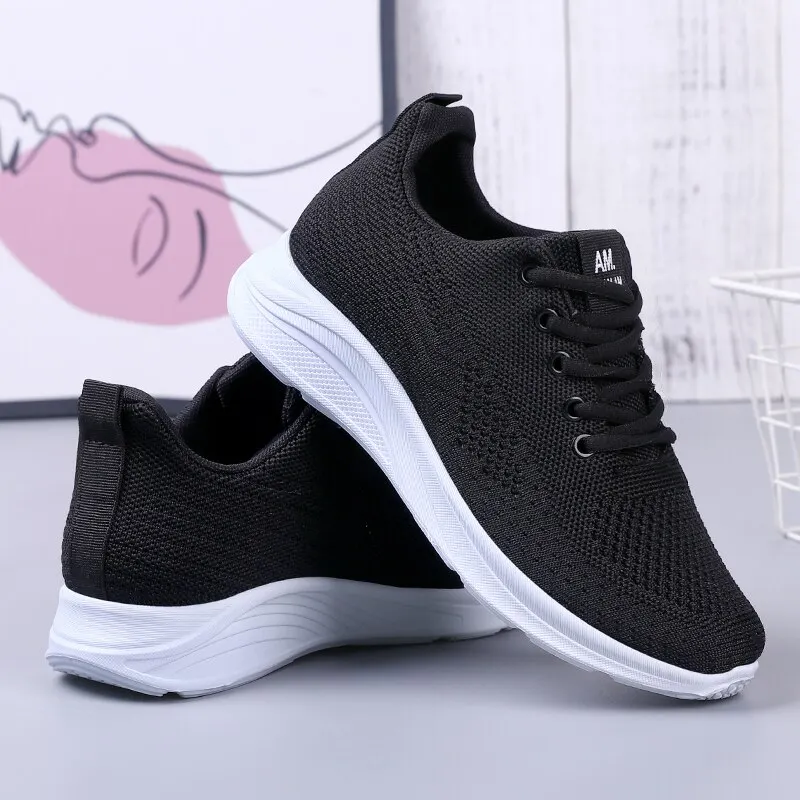 Spring New Women's Flying Weave Mesh Sport Casual Lightweight Soft Sole Running Shoes - Image 4