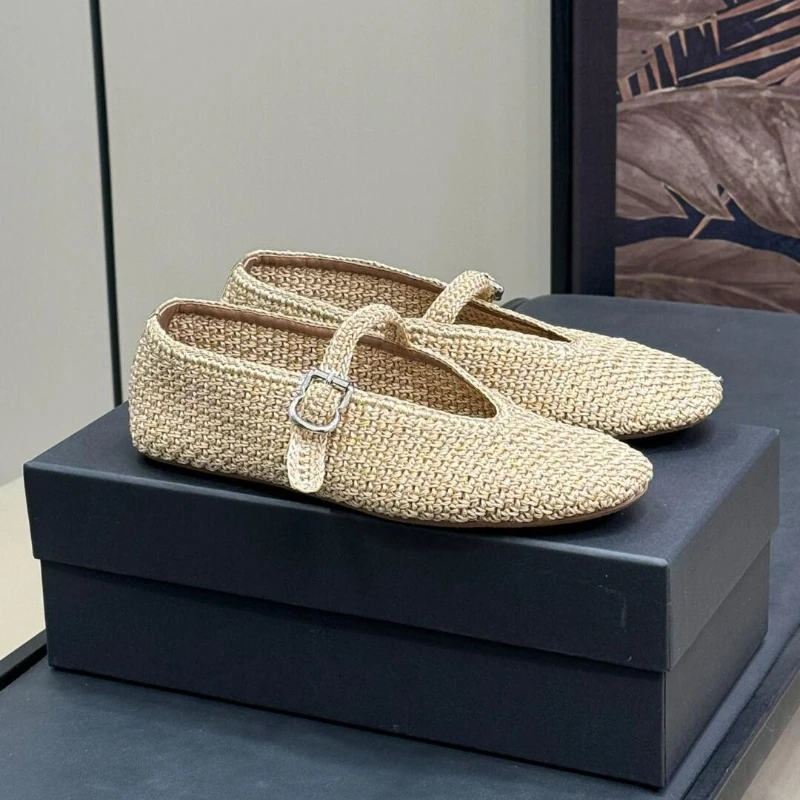 Knitted Hollow Out Flats Mary Janes Shoes Women Spring Summer Breathable Elegant Ballet Shoes Ladies buckle strap Loafers 2025 - Image 5