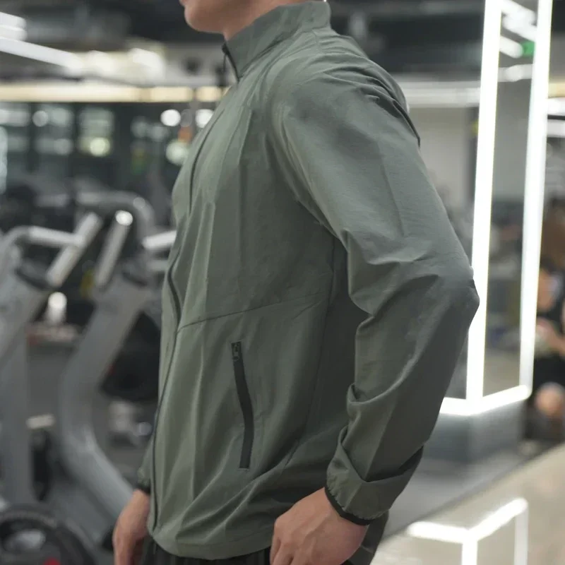 New Men Fitness Running Jacket Spring and Autumn Gym Outerwear Loose Casual Jogging Outdoor Stand-up Collar Tracksuit Sportswear - Image 2