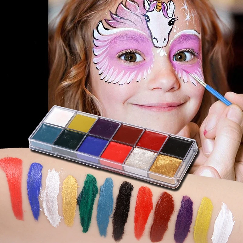 12 colors face&body paint child can use Performance makeup paint palette pinta caritas infantil halloween makeup festival - Image 2