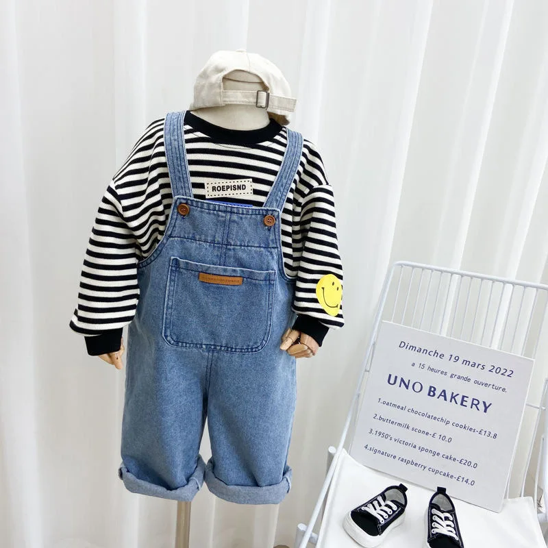 2025 Summer New Children Denim Overalls Loose Girls Jeans Kids Boys Casual Pocket Overalls Baby Bib Pants Infant Clothes - Image 2