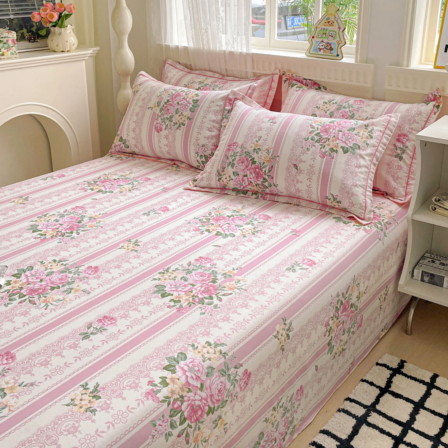 1pc 100% Cotton Bedsheets Floral Style Bed Linen Skin-friendly Flat Sheets Brushed Bed Sheet ropa de cama (No Pillowcase) - Image 2