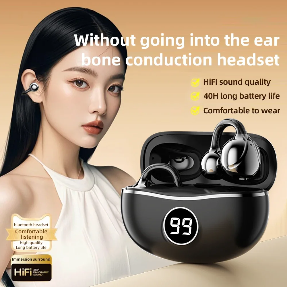 Wireless Headphones Fone Bluetooth Headset With Mic Handsfree Noise Canceling Earphones Clip Ear Music Sports Gaming Earplug - Image 6