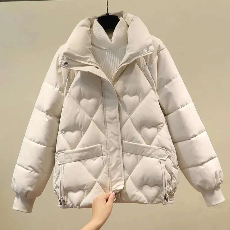 Korean Fashion Warm Coat Female Sweet Short Padded Coats Ladies Oversized Loose All-Match Outerwear Winter Cotton Parkas Women - Image 6