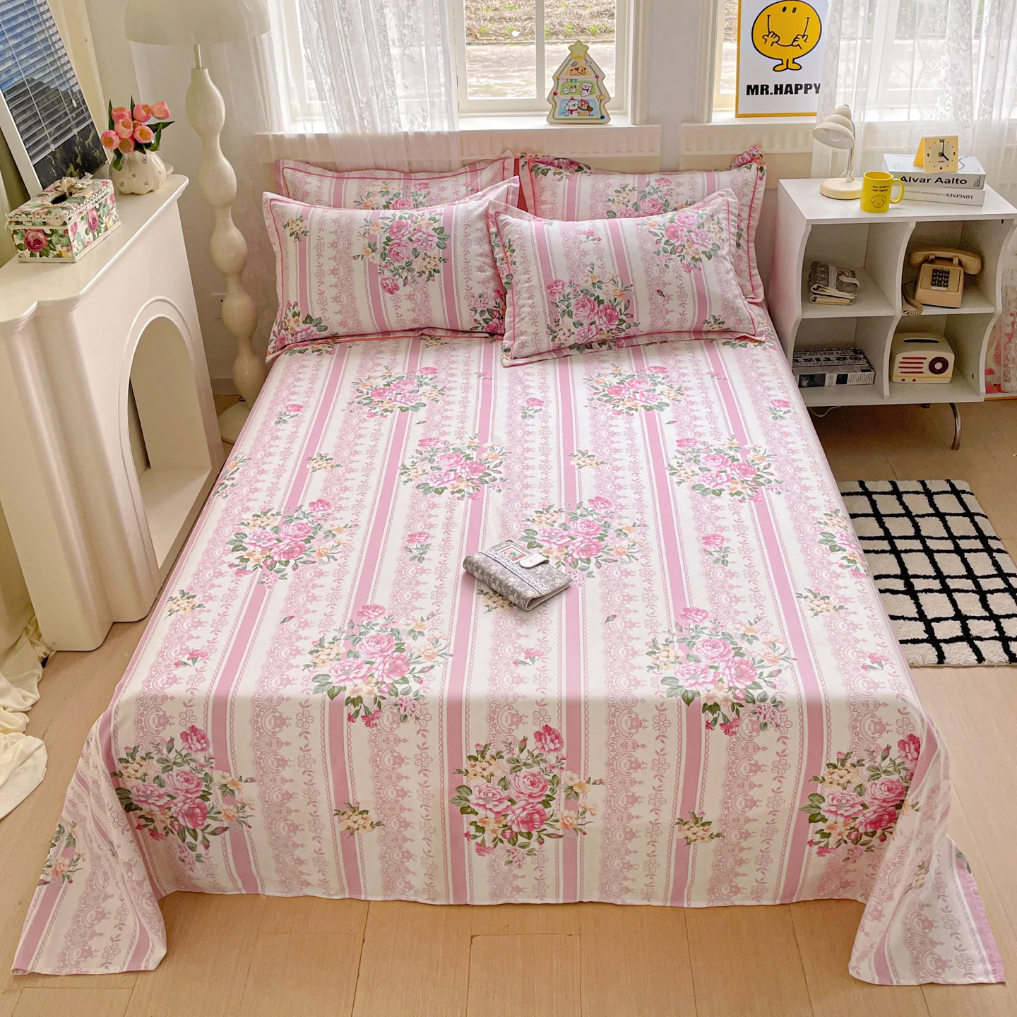 1pc 100% Cotton Bedsheets Floral Style Bed Linen Skin-friendly Flat Sheets Brushed Bed Sheet ropa de cama (No Pillowcase) - Image 4