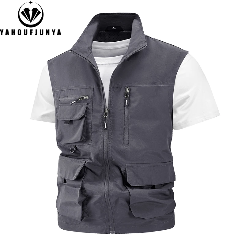 2024 Summer Men Sleeveless Fishing Tool Webbed Breathable Vest Men Many Pocket Outdoors Camping Thin Lightweight Loose Vest Male - Image 2