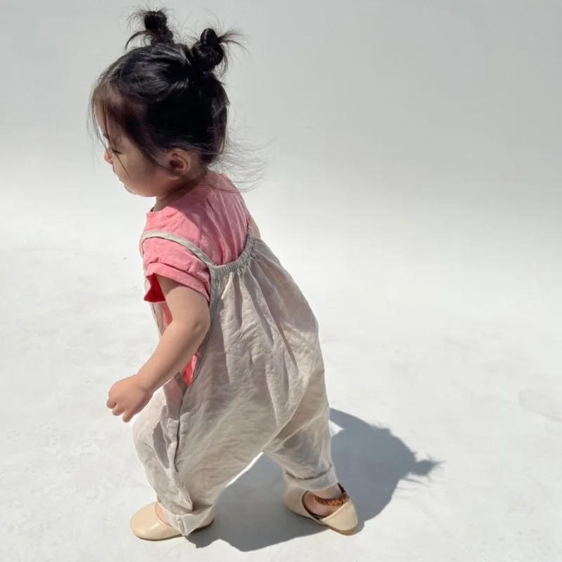 2025 Summer New Girls Loose Overalls Versatile Kids Sling Trouser Baby Dot Print Jumpsuit Toddler Casual Pants Children Clothes - Image 3