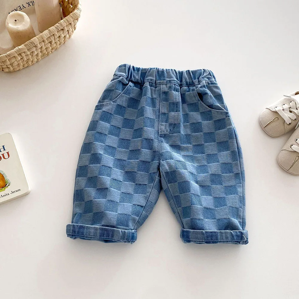 MILANCEL 1-5Y Children Jeans Boys Denim Pants Mid Waist Girls Trousers Fashion Kids Plaid Pants - Image 3