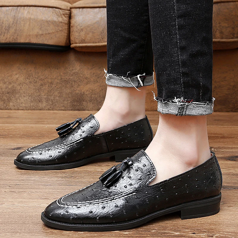 Brand White Tassel Men's Leather Shoes Casual Moccasin Homme Men's Oxford Shoes Flat Men's Boat Shoes Business Men's Loafers - Image 3
