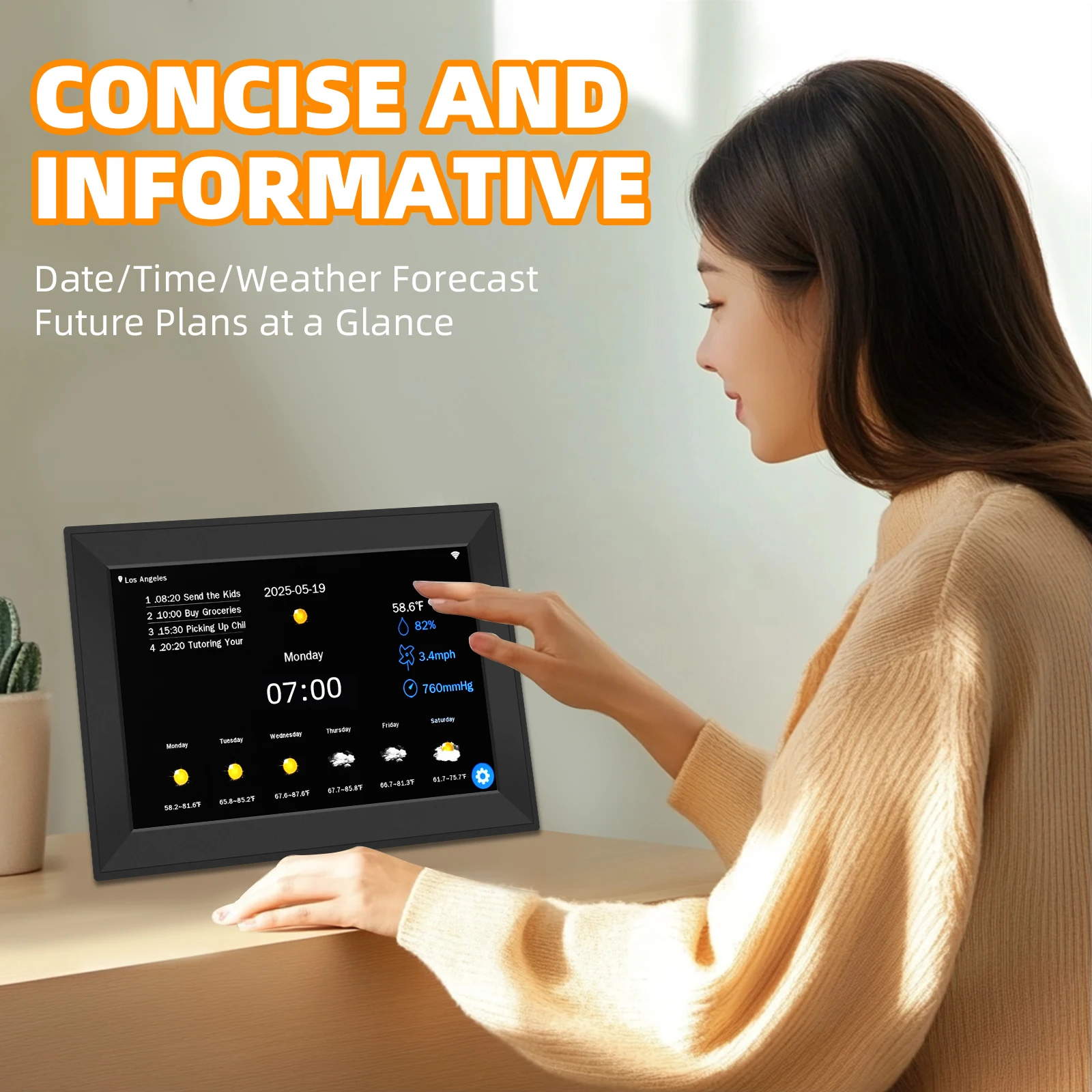 Digital Calendar Alarm Clock: 10.1-inch Calendar Chore Chart Smart Touchscreen Display for Family Schedules Great for Organizing - Image 5