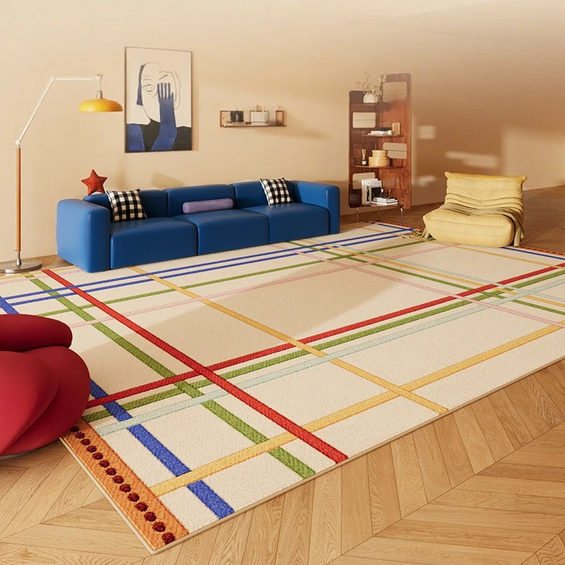Minimalist Creative Dopamine Geometric Pattern Living Room Carpet Bedroom Room Floor Rugs Home Easy Repair Sofa Coffee Table Mat - Image 3