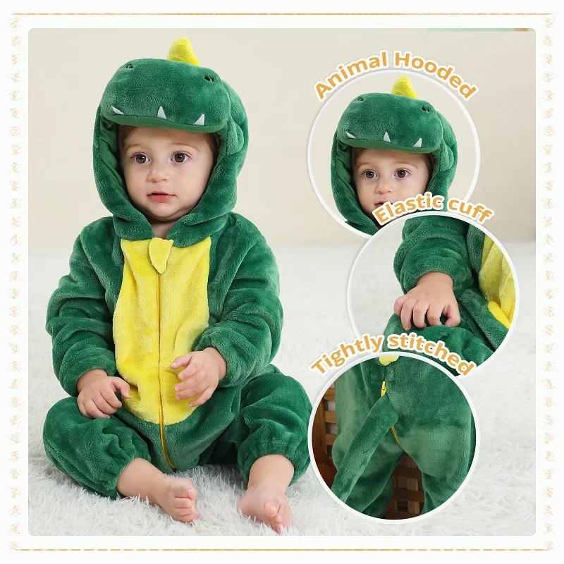 MICHLEY Winter Baby Rompers Hooded Flannel Cosplay Toddler Infant Clothes Overall Bodysuits Jumpsuit Costume For Kids Girl Boy - Image 5