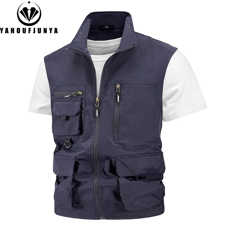 2024 Summer Men Sleeveless Fishing Tool Webbed Breathable Vest Men Many Pocket Outdoors Camping Thin Lightweight Loose Vest Male - Image 5