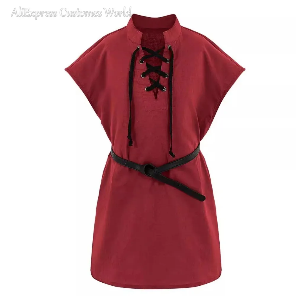 Children Boys Girl Medieval Renaissance Grooms Pirate Tunic Top Larp Costume Lace Up Shirt Middle Age Viking Cosplay Warrior Top - Image 5