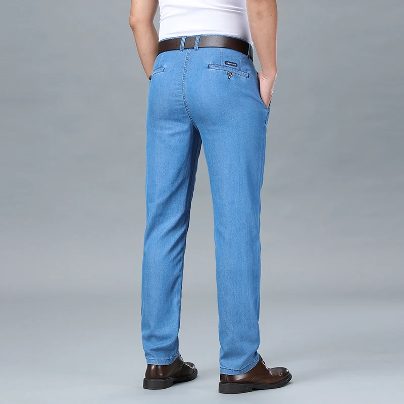 Summer Natural Lyocell Business Jeans Men Thin Classic Stretch Straight Office Denim Pants Male Brand Trousers Plus Size 40 42 - Image 4
