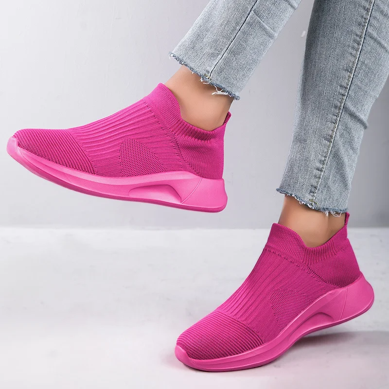 Hot Sale Pink Casual Sneakers Women Men Sock Running Shoes Breathable Women's Sports Sneaker Outdoor Tennis Men Slip-On Footwear - Image 5