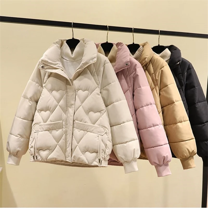 Korean Fashion Warm Coat Female Sweet Short Padded Coats Ladies Oversized Loose All-Match Outerwear Winter Cotton Parkas Women - Image 2