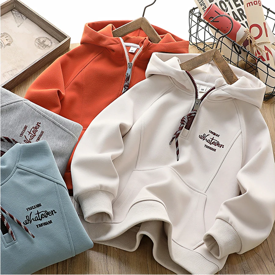 IYEAL 2025 Children's Clothing Kids Clothes Boys hoodies Embroidered Letters Tops Sweatshirt Outdoor Clothes for Children 4-14Y - Image 3