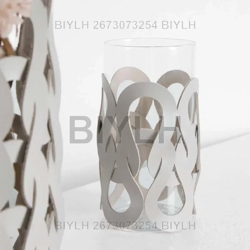 Leather Glass Vase European Luxury Home Decoration Vase Tabletop Vase Decor Leather Wrapped Hydroponic Plant Container Plantpot - Image 2
