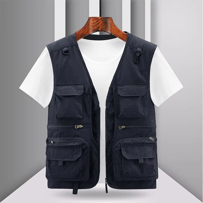 2023 Summer New Mens Many Pocket Tactical Hiking Fishing Vest Man Photographer Waistcoat Mesh Cargo Sleeveless Jacket Tool Vest - Image 4