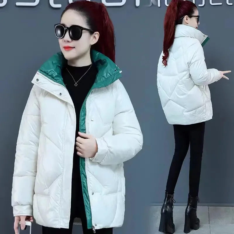 2024Winter New Down Cotton Coat Women's Mid Length Cotton Coat Korean Thicken Outwear Hooded Outcoat Parkas Female Puffer Jacket - Image 2