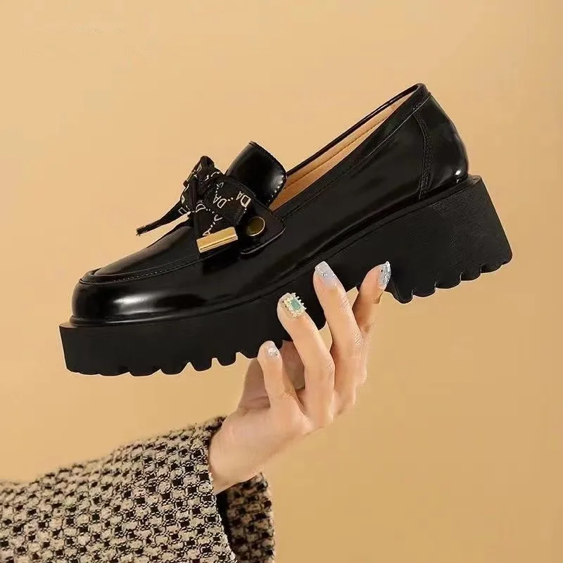 TOPHQWS British Style Women's Loafers High Quality Leather Mary Janes Shoes Retro Round Toe Lolita Platform Shoes Slip On Flats - Image 5