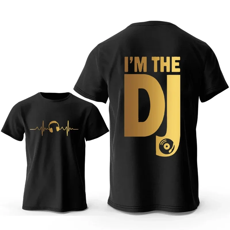 DJ Headphone Print T Shirts Turntablist Graphic Men's Street Streetwear Short Sleeve Recorded Music Gifts Tee T-shirt Clothing - Image 2