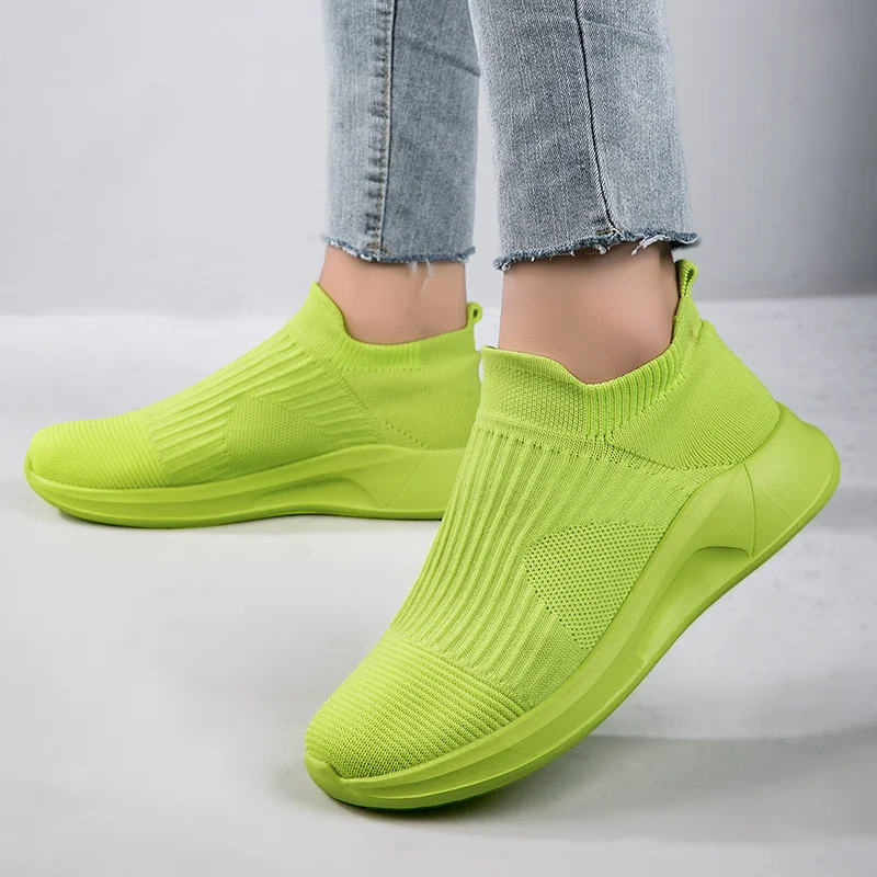 Hot Sale Pink Casual Sneakers Women Men Sock Running Shoes Breathable Women's Sports Sneaker Outdoor Tennis Men Slip-On Footwear - Image 4