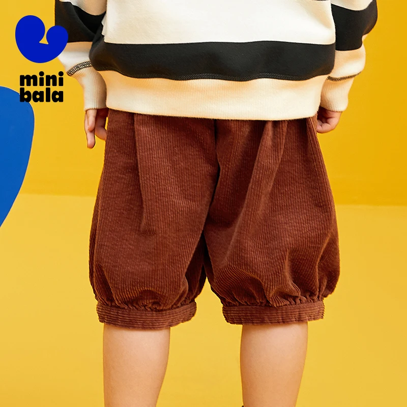 Mini Bala Boys and Girls Shorts Soft Corduroy Pumpkin Lantern Pants Baby Lightweight Casual Shorts - Image 3