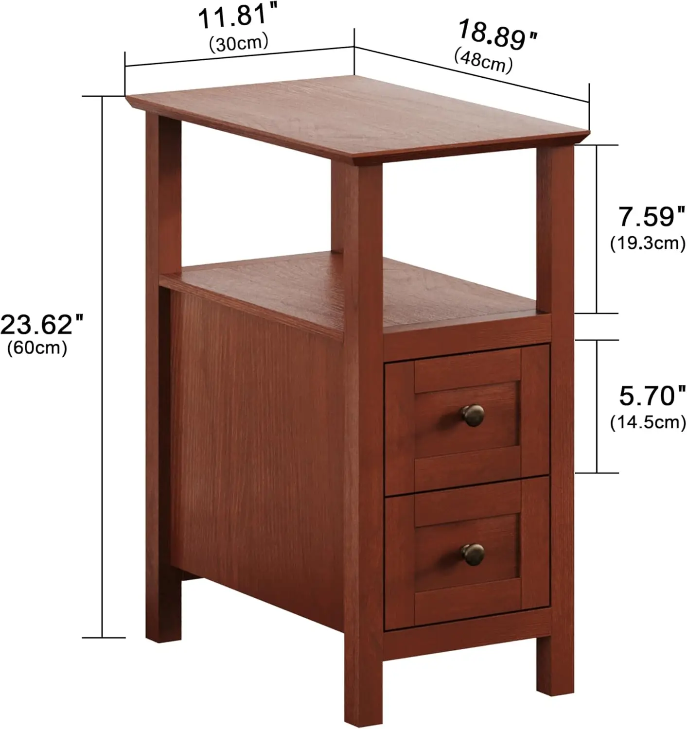 End Tables Living Room Set of 2, 3-Tier Narrow Nightstand with with 2 Drawers, Slim Bedside Tables for Living Room, Bedroom, Sma - Image 4