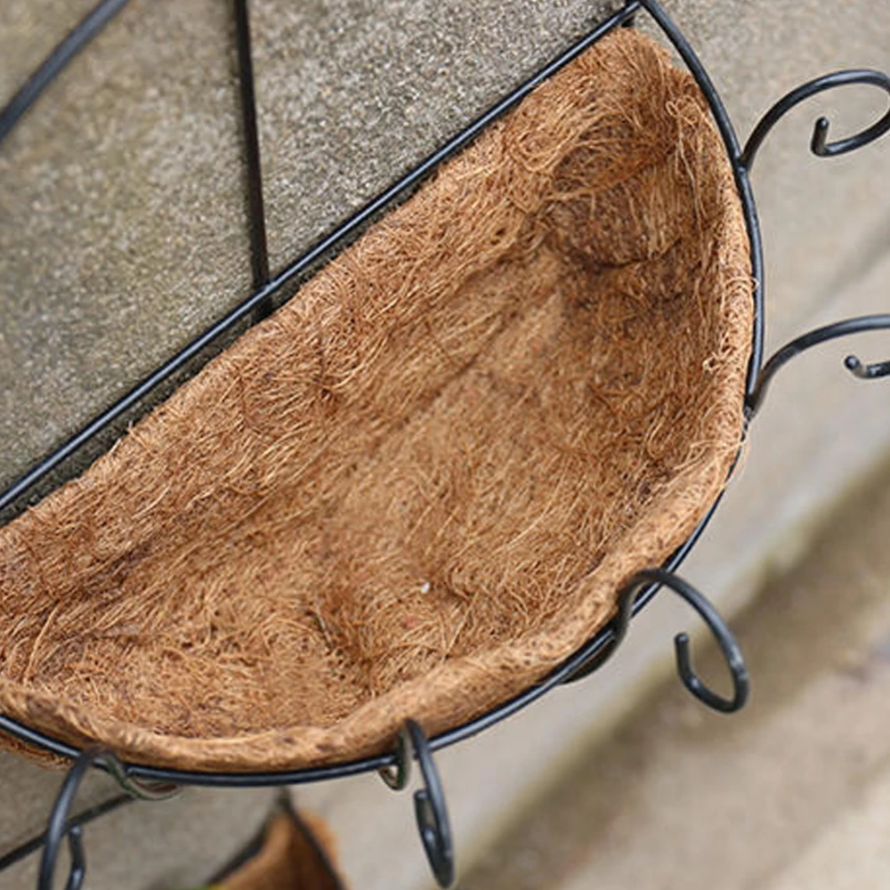 10/12/14 Inch Half Round Wire Plant Holder Metal Hanging Basket Coconut Liner Planter Flower Garden Pot for Home Balcony Decor L - Image 6