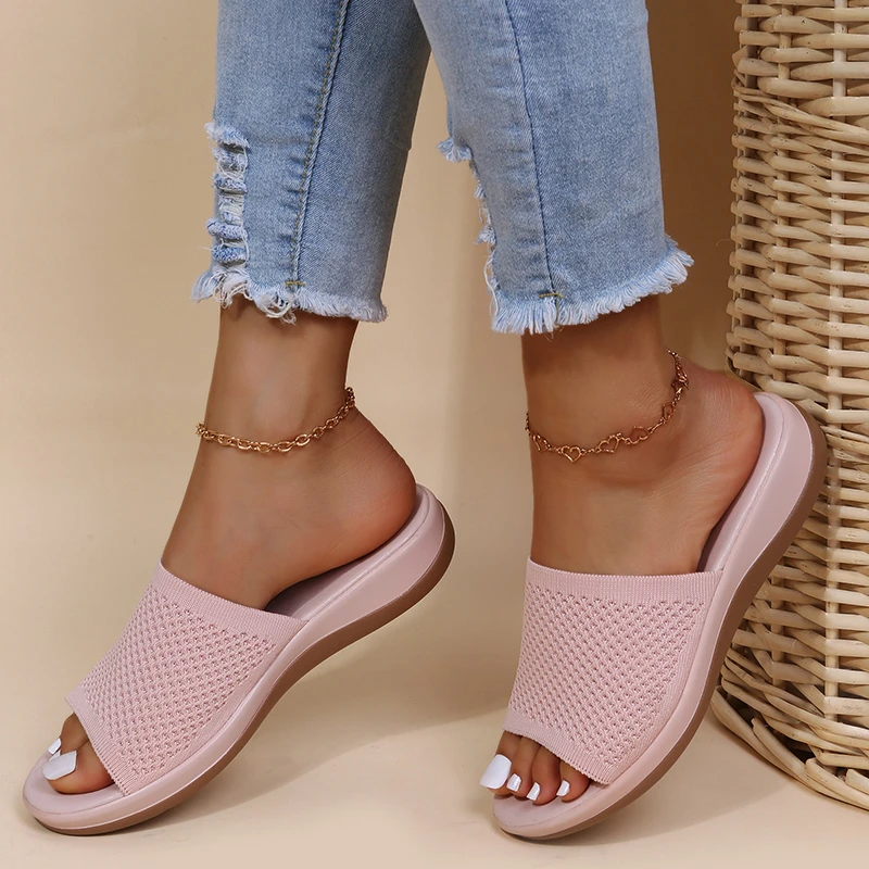 Women Sandals Soft Flat Sandals Summer Sandals Women Stretch Fabric Summer Elegant Slippers Shoes - Image 4