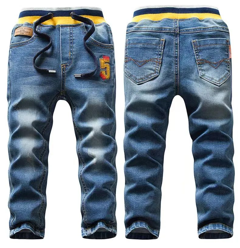 GFMY Brand 2021 Leisure Winter Black Plus Velvet Boys Jeans 3year -10 Years Keep warm Straight type Children's Pants 1905 - Image 4