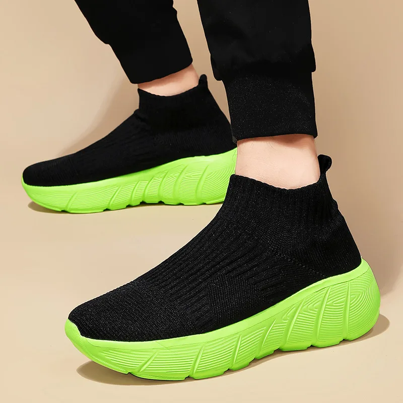 Fashion Orange Women's sports shoes High Top Breathable Knit Men's Running Shoes Platform Sock Shoes For Men Zapatillas De Mujer - Image 4