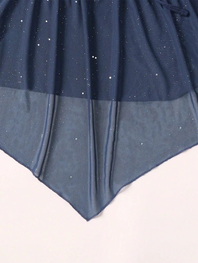 Women’s Mesh Sequined Square Neck Bow Blouse – Elegant Autumn Winter Fashion Top - Image 2