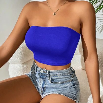 Plus Size Seamless Ice Silk Strapless Camisole – Breathable Lightweight Inner Top for Spring & Summer
